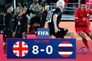 国际足球友谊赛爱沙尼亚队1-1逼平泰国队